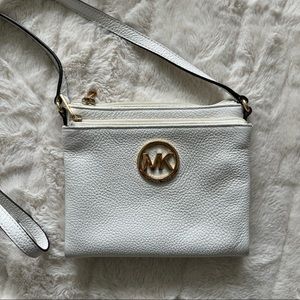 Michael kors white crossbody bag gold hardware